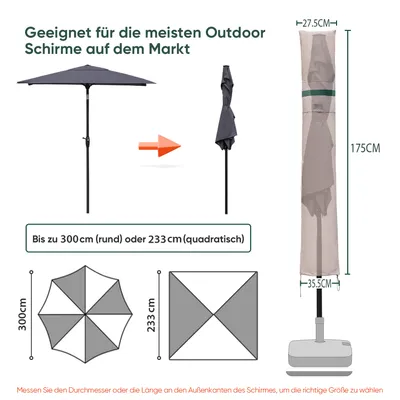 Produktbild von Famanu Schutzhülle für Sonnenschirm mit Stange - Kaki, Ø 300 cm