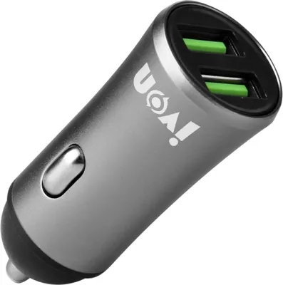 Image de IVON CC26 Mini chargeur de voiture 5V 2.1A à double port USB (gris)