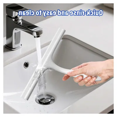 Produktbild von Duschabzieher, Abzieher Dusche 10″, Streifenfreier Fensterabzieher für Dusche mit Halterung für Badezimmer Fenster Autoglas Spiegel, Weiß