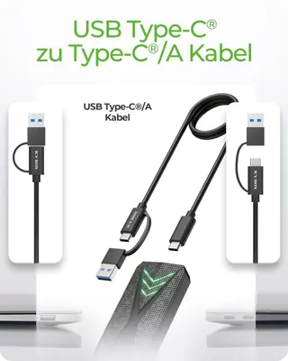 Produktbild von ICY BOX Gehäuse für NVMe M.2 SSD, RGB-Beleuchtung, Host USB 3.2 Gen 2 Type-C+ Type-A, 10 Gbit/s, SSD-Gehäuse, M.2, PCI Express, 10 Gbit/s, USB Anschluss, Schwarz