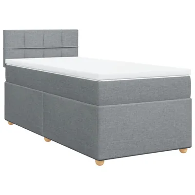 Produktbild von Boxspringbett mit Matratze Hellgrau 90x200 cm Stoff