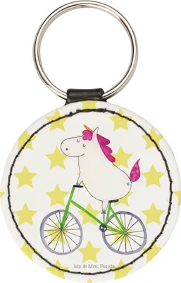 Produktbild von Mr. & Mrs. Panda Schlüsselanhänger Einhorn Radfahrer - Weiß - Geschenk, Bike, klein, Radfahren, Unicorn, Deko, Liebeskummer, Einhörner, kleiner, Taschenanhänger, Anhänger