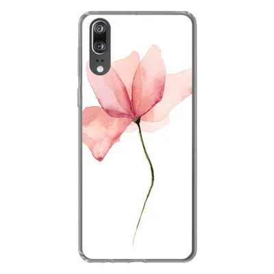 Produktbild von MuchoWow® Handyhülle Schutzhülle Hülle für Huawei P20 Blumen - Aquarell - Rosa Silikon Softcase Handy Hülle - Hardcover