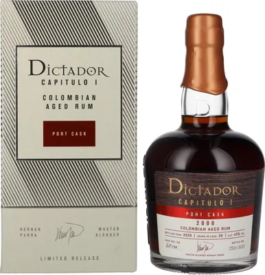 Image de Dictador CAPITULO I 20 Years Old Port Cask Colombian Aged Rum 2000 43% Vol. 0,7l en boîte cadeau