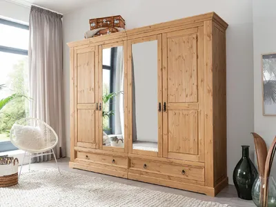Produktbild von Kleiderschrank 4-türig aus Kiefer 254 x 215 x 62 cm