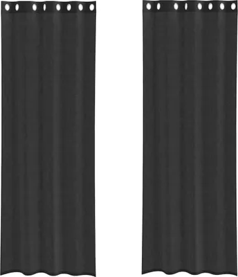 Produktbild von vidaXL Voile Vorhänge mit Ösen 2 Stk. Schwarz 140x300 cm