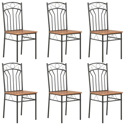 Image de vidaXL Chaises de salle à manger 6 pcs. Marron MDF