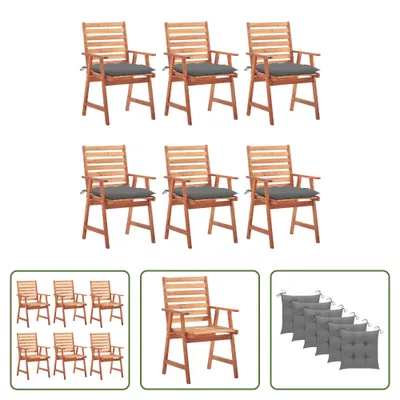 Produktbild von The Living Store Garten-Essstühle 6 Stk. mit Kissen Massivholz Akazie
