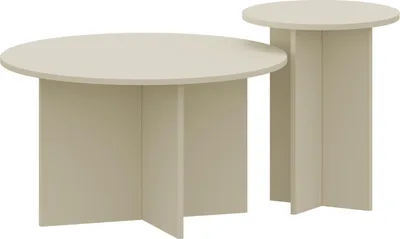 Produktbild von Beistelltisch 2er Set ‘Verummetka’ rund Sandfarben