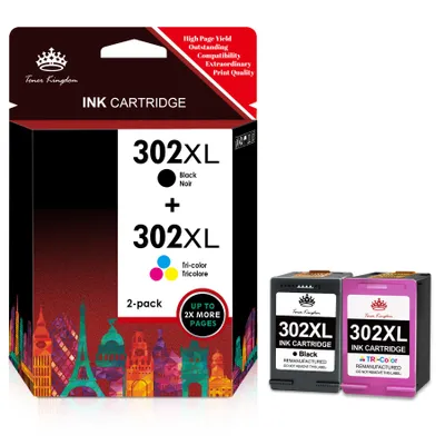 Produktbild von kompatible 302XL Druckerpatronen für HP 302 für Officejet 3830 4650 4652 4654 5220 5230 Envy 4520 DeskJet 1110 2130 3630 (Schwarz, Farbe)