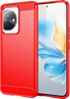 Produktbild von Hülle für Honor 100 Carbon-Faser Weich TPU Silikon Stoßfest Handyhülle Rot