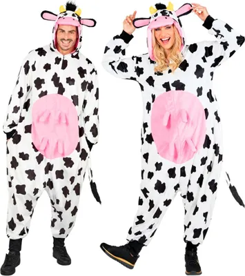 Produktbild von Kuh Onesie Plüschkostüm als flauschiges Tierkostüm Größe: L/XL