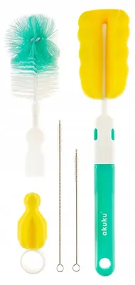 Image de Akuku Brosses pour biberons et tétines - bleu/jaune