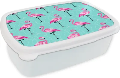 Produktbild von KitchenYeah® Lunchbox Brotzeit Brotdose 17x11 cm Flamingo - Rosa - Muster Kinder Brotzeitdose - Lunch Box - Kinder - Sandwich-Box - Schulbox - Lunch Boxen