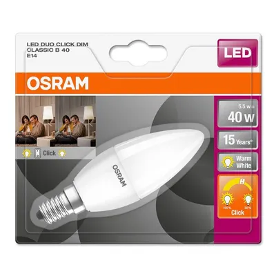 Produktbild von 6 x Osram LED Leuchtmittel Kerzenform 5,5W = 40W E14 matt Duo Click Dim DIMMBAR per Lichtschalter
