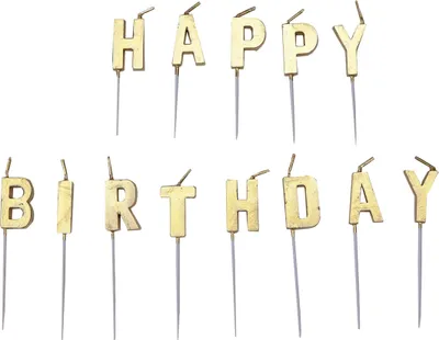 Produktbild von 13 Buchstabenkerzen Happy Birthday Gold 4 cm für Kuchen - Einheitsgröße