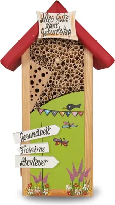 Produktbild von Insektenhaus Geburtstag, kiwigrün, Insektenhotel, Nistkasten Bienenhotel