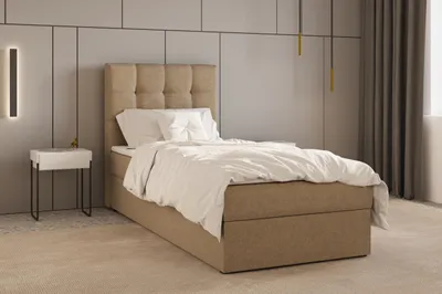 Produktbild von Kontinentalbett, Boxspringbett, Bett mit bettkasten, Bonell-Matratze und Topper, Doppelbett - Boxspringbett 05 - 90x200 - Cappuccino - Hugo 23