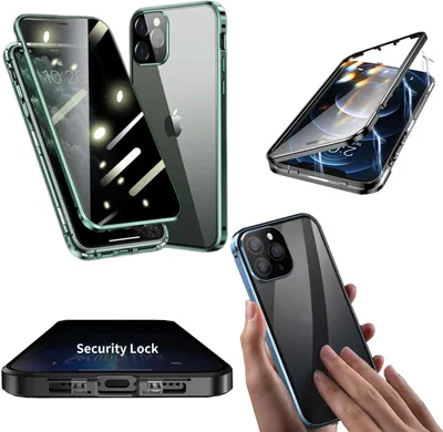 Produktbild von Für Apple iPhone 14 Pro Handy Tasche Beidseitiger Magnet Glas Bumper Privacy Neu