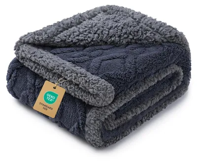 Obrázok produktu pre Vodoodolná podložka na zvieratá, sherpa fleece, tmavosivá, rozmery 254 x 208 cm