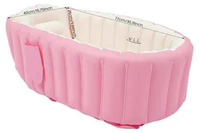Immagine prodotto di Vaschetta da bagno gonfiabile per neonati, realizzata in PVC ecologico, design portatile, colore rosa