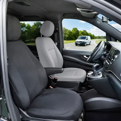 Produktbild von WALSER Transporter Sitzbezüge Auto für Fiat Doblo (263), 1 Einzelsitz Beifahrer (Aussparung Armlehne links), Auto Sitzbezüge aus Stoff Sitzschoner Auto, Auto Sitzauflagen Set für Van