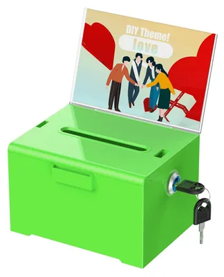 Produktbild von Spendenbox mit Schloss - Acryl-Wahldose - Vorschlagsbox - Spendenbox - Bargeldbereiter - 6,2" x 5" x 4" - Vorschlagsbox