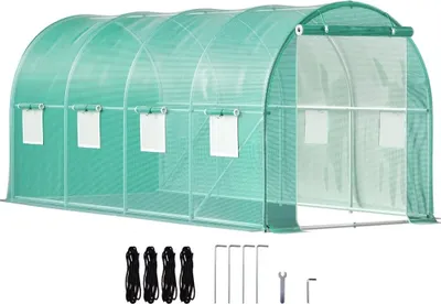 Immagine prodotto di Serra in foglio - 4,6x2,1x2,1 m - Tetto ad arco - Struttura in acciaio zincato - Copertura in PE - Struttura fredda - Serra - Impermeabile - Resistente ai raggi UV - Verde - Tunnel mobile in foglio - Ideale per la coltivazione di ortaggi e fiori