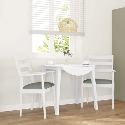 Produktbild von Möbel Esszimmerstühle mit Kissen 2 Stk. Weiß Massivholz Gummibaum - Esszimmerstühle CC4138