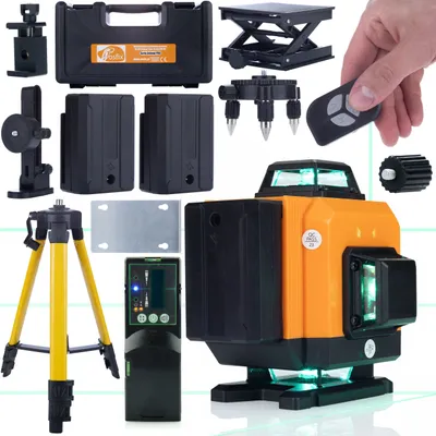 Image de Rosfix Niveau Laser Orange Tiger 16 Lignes ROT16L + Trépied 43-120 cm pour Niveau Laser + Récepteur Détecteur de Faisceau