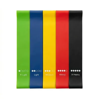 Produktbild von PRECORN Fitnessband 5er Set Fitnessbänder Trainingsbänder Gymnastikband Trainingsband Pilates Yoga