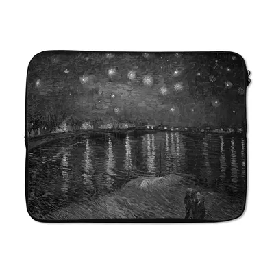 Produktbild von MuchoWow® Laptop Hülle 15 Zoll Sternennacht über der Rhone - Vincent van Gogh - Schwarz und weiß Laptoptasche - Laptoptasche - Sleeve - Rundum-Schutz