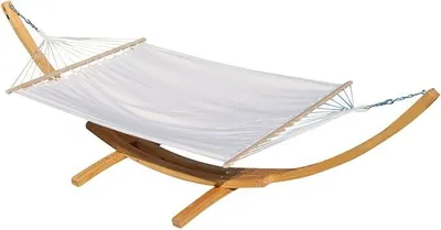 Produktbild von 410cm XXL Hängemattengestell Natur Hängematte mit Gestell aus Holz Lärche mit Stabhängematte