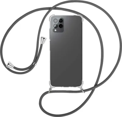 Produktbild von Handykette Backcover-Schutzhülle mit Band (Metall silberfarben) für Telekom T Phone Pro, T-Mobile Revvl 6 PRO 5G - dunkelgrau