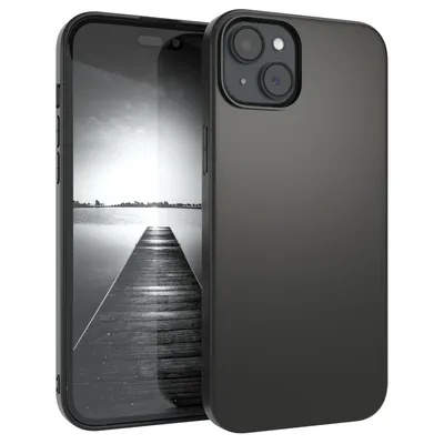 Produktbild von EAZY CASE Handyhülle Silikon für Apple iPhone 15 Plus Solid Black hoher Rand für Bildschirm & Kamera, Flexibles Silikon, extra dünn und leicht