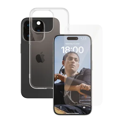 Produktbild von PanzerGlass SAFE. by ® 2-in-1 Set iPhone 15 Pro, Apple, Apple - iPhone 15 Pro, Trockene Anwendung, Kratzresistent, Schockresistent, Transparent, 1 Stück(e)