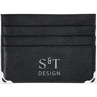 Produktbild von S&T Design Brieftasche Cardholder Kreditkartenetui Leder Wallet Luxus Kartenetui Metall Ecken Portemonnaie Dünn Schwarz