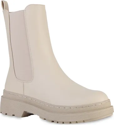 Produktbild von VAN HILL Damen Leicht Gefütterte Plateau Boots Profil-Sohle Schuhe 839380, Farbe: Beige, Größe: 40