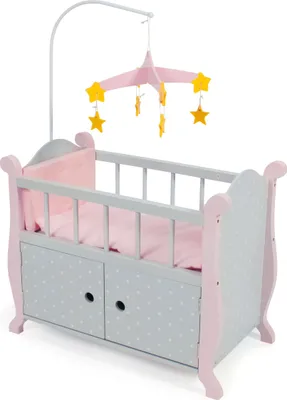 Produktbild von Bayer Chic 2000 Puppenbett mit Mobile - Farbe: Puntos grey; 510 91