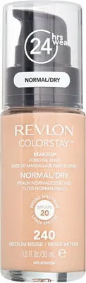 Imagen del producto de Revlon ColorStay, envase con bomba, base líquida, piel seca, piel normal, color beige, tono beige medio, 30 ml