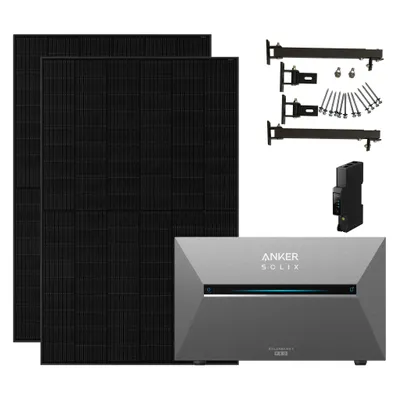 Produktbild von Balkonkraftwerk 910W Komplettes Set mit Solarbank 3 Pro E2700, mit Halterung für Flachdach