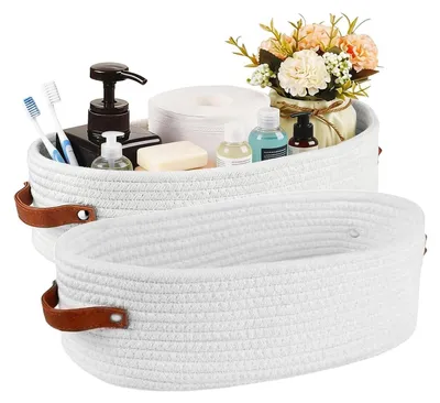 Image de Omgoods - Lot de 2 paniers de rangement en coton, dimensions : 33 x 15 x 10 cm