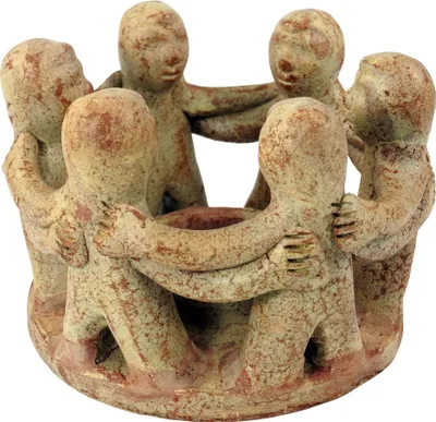 Produktbild von Teelichthalter Kerzenständer Freundeskreis 6 Personen, Braun, Keramik, 13*18*18 cm, Teelichthalter & Kerzenhalter