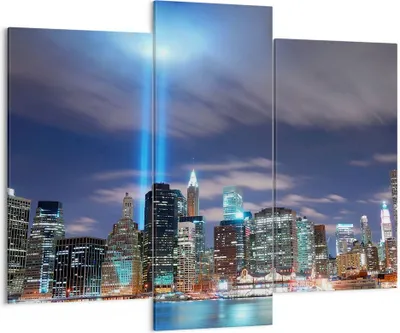 Produktbild von Bild auf Leinwand - Leinwandbild - Wolkenkratzer Lichter Ansicht - 130x100cm - Wand Bild - Wanddeko - Leinwanddruck - Bilder - Kunstdruck - Leinwand bilder - Wandkunst - CB130x100-0220