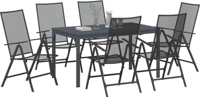 Produktbild von vidaXL Garten Essgruppe 7 pcs Anthrazit Pulverbeschichteter Stahl