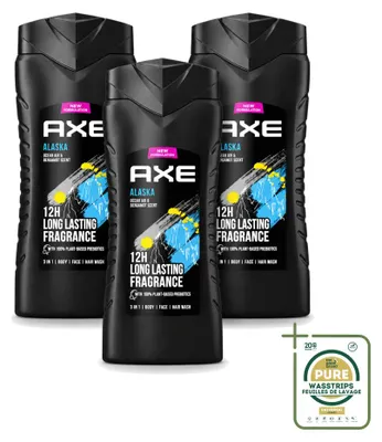 Immagine prodotto di 3 flaconi di gel doccia Axe Alaska 3-in-1 - profumo Ozeanluft e bergamotto - 400 ml - confezione risparmio - 3 pezzi