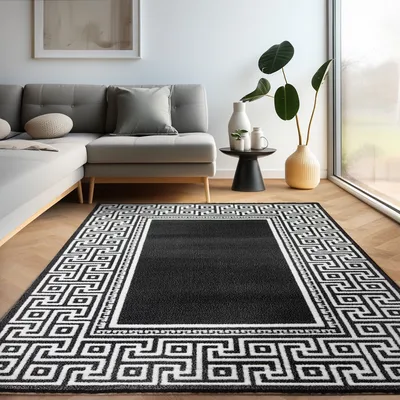 Produktbild von Moderner Designteppich mit dynamischem Schwungmuster - stilvoll und ausdrucksstark, Größe: 160 x 230 cm, Farbe: Schwarz-10