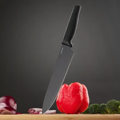 Produktbild von Navaris Messer Set 6-teilig inkl. Schäler - 5x Edelstahl Küchenmesser und 1x Keramik Gemüseschäler - Fleischmesser Brotmesser - Messerset schwarz