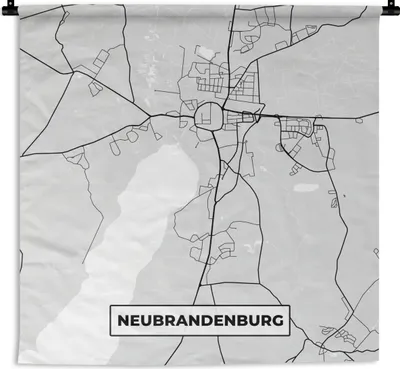Produktbild von MuchoWow® Wandteppich Wandbehang Deutschland - Stadtplan - Karte - Neurandenburg 150x150 cm Tapisserie Dekoration Wandtuch - Wohnaccessoires - Modernes