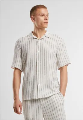 Obrázek produktu pro Pánská košile Urban Classics Striped Crinkle Resort Shirt offwhite/black - M